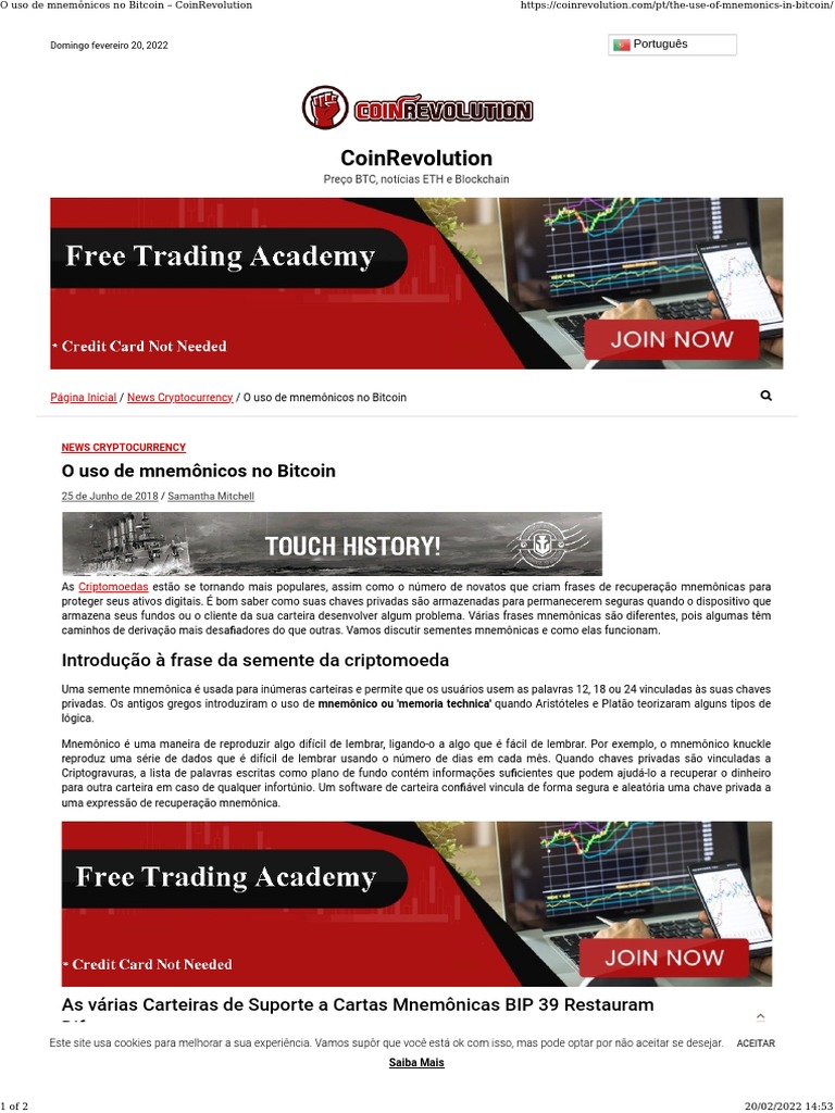 Mnemônicos no Bitcoin: Guia Essencial | PDF | Bitcoin