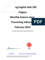 Learning English With CBC Calgary Monthly Feature Story: Preventing Influenza February 2014