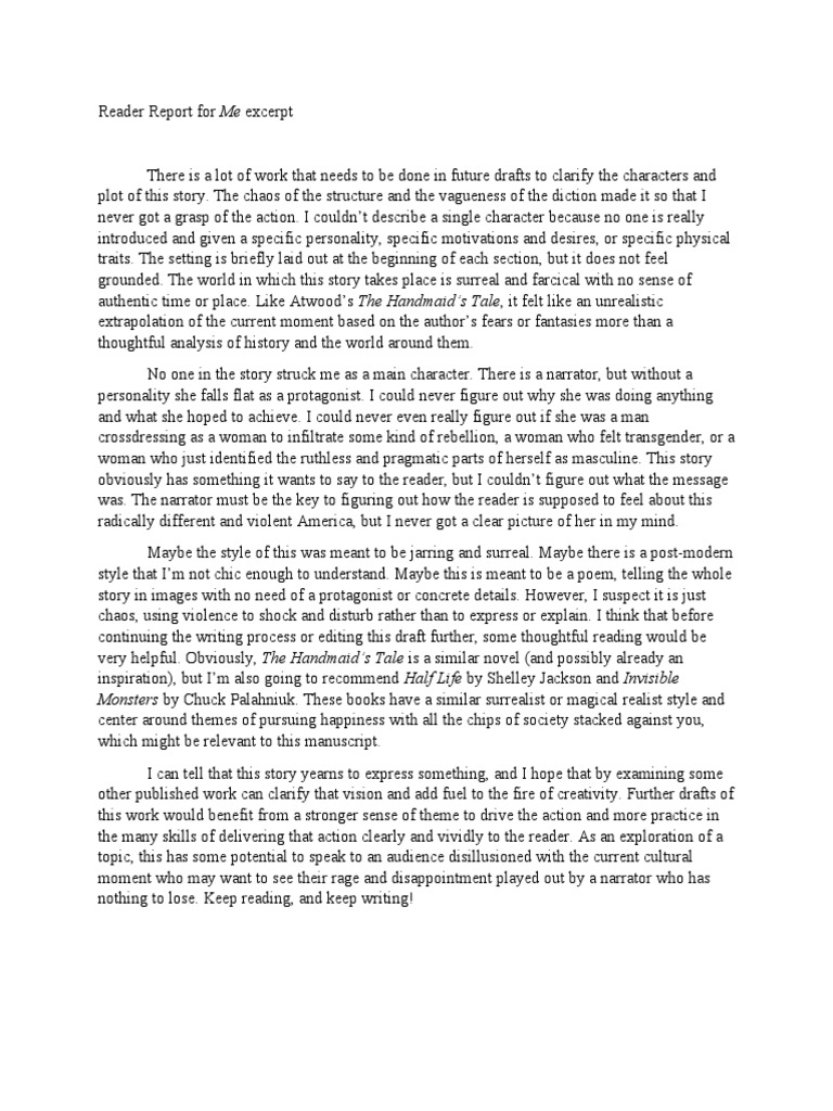 Reader Report: Story Clarity Issues | PDF | Narration