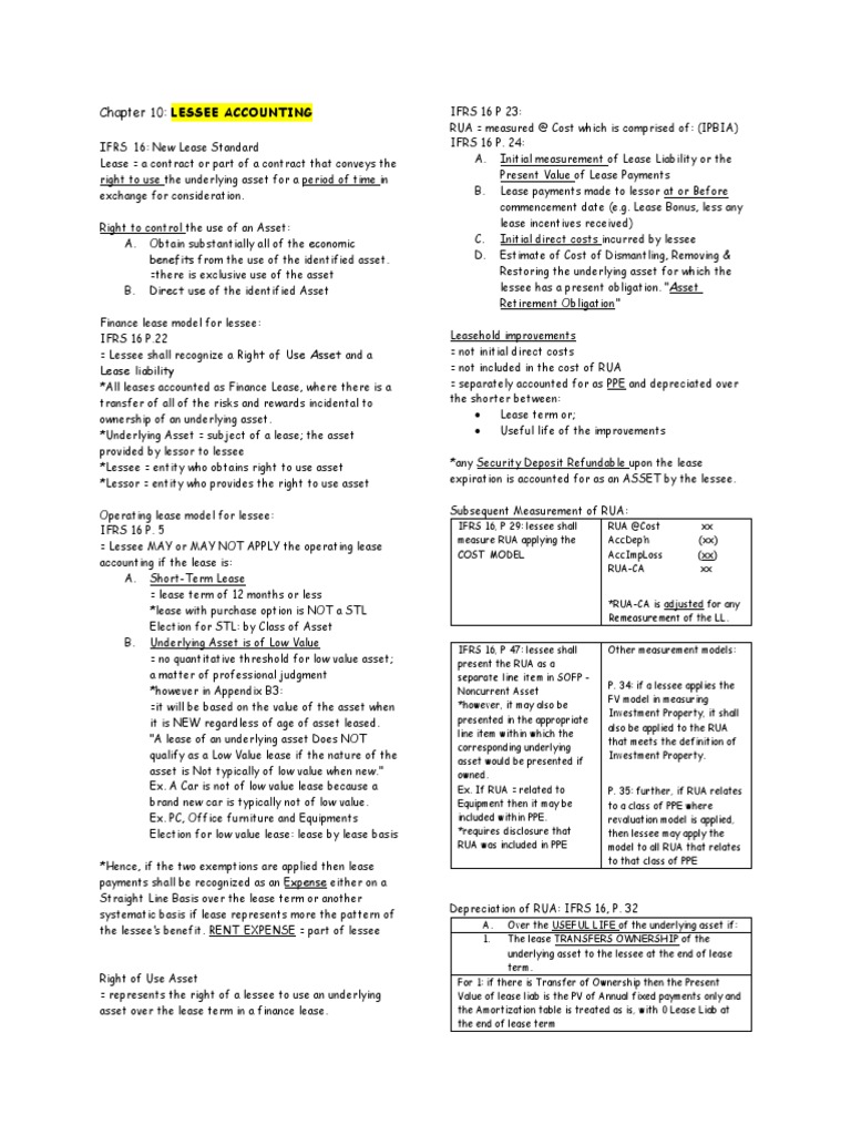 IFRS 16 Lessee Accounting Overview | PDF | Lease | Depreciation