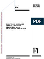 3802-2002. Directrices Generales para La Aplicación Del Sistema Haccp en El Sector Alimentario.