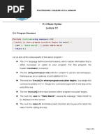 C++ Basic Syntax Lecture 1C: Using Namespace Int Return