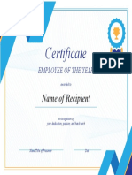 Certificate EMPLOYEE OF THE YEAR
