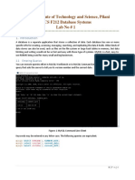 Birla Institute of Technology and Science, Pilani CS F212 Database Systems Lab No # 1