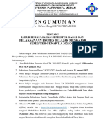 Pengumuman 2021 Libur Gasal Dan PBM Genap 2022