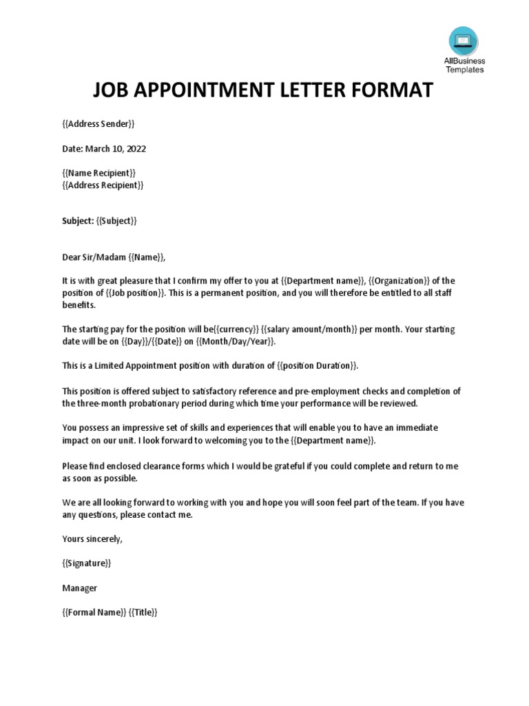 Job Offer & Appointment Templates | PDF | Economies