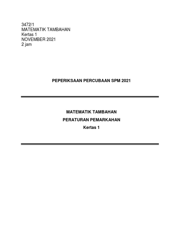 Skema Trial Addmath Pahang Kuantan K1 Pdf