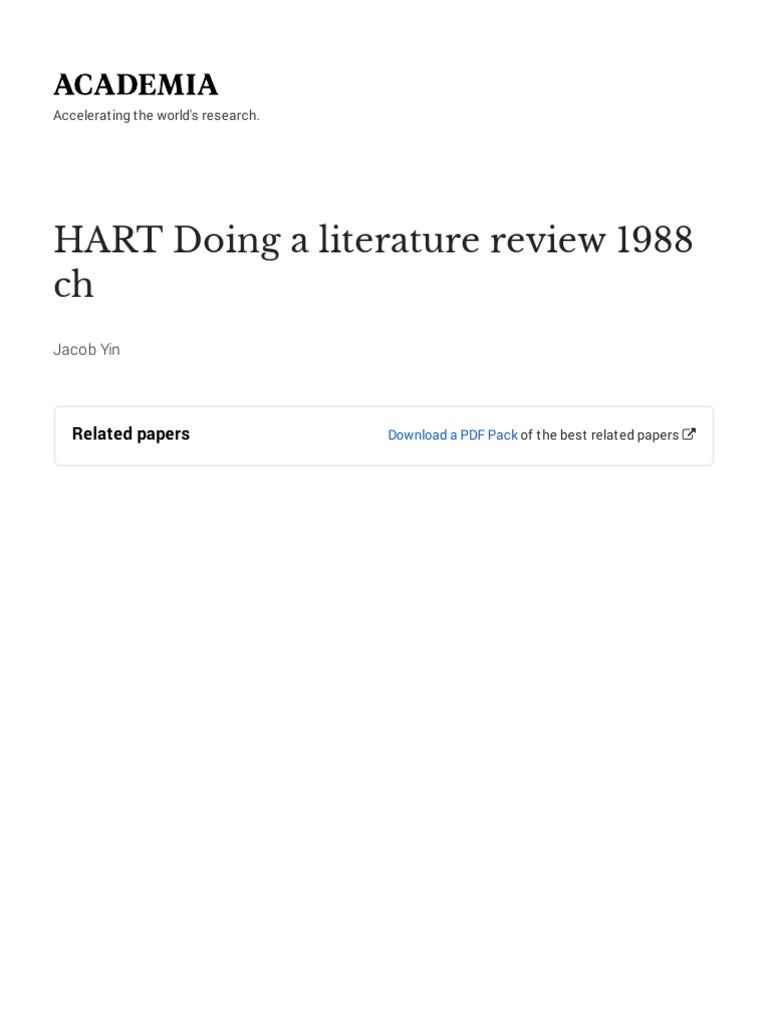 hart c (1998) doing a literature review london sage