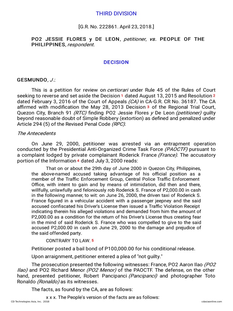 Petitioner vs. vs. Respondent: Third Division | PDF | Burden Of Proof ...