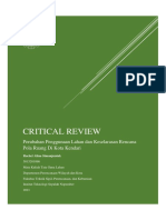 Critical Review Jurnal Perubahan Penggunaan Lahan Dan Keselarasan Rencana Pola Ruang Di Kota Kendari