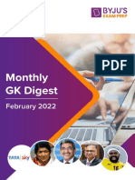 Monthly Digest from Byju's Exam Prep provides important news and events of February 2022
