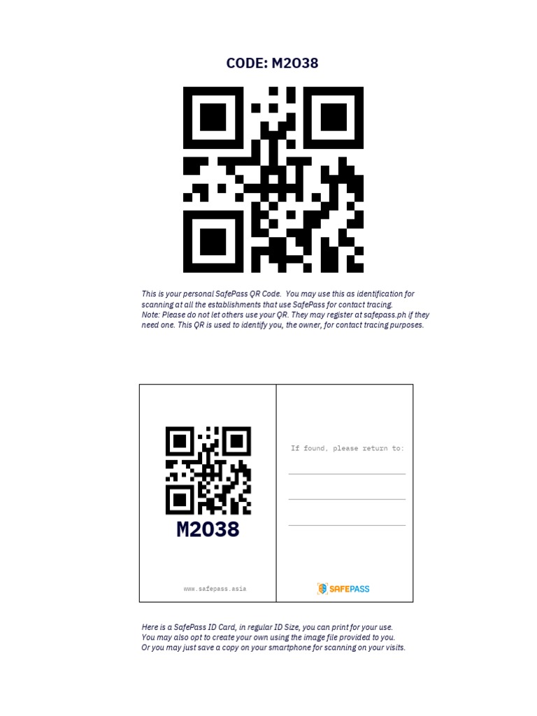 SafePass QR Code Instructions | PDF