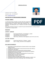 FOR THE Post OF Store Incharge OR Manager: Curriculum Vitae