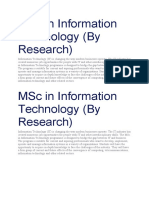 MSC in Information Technology (By Research)