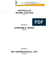 Portfolio in Income Taxation: Submitted by