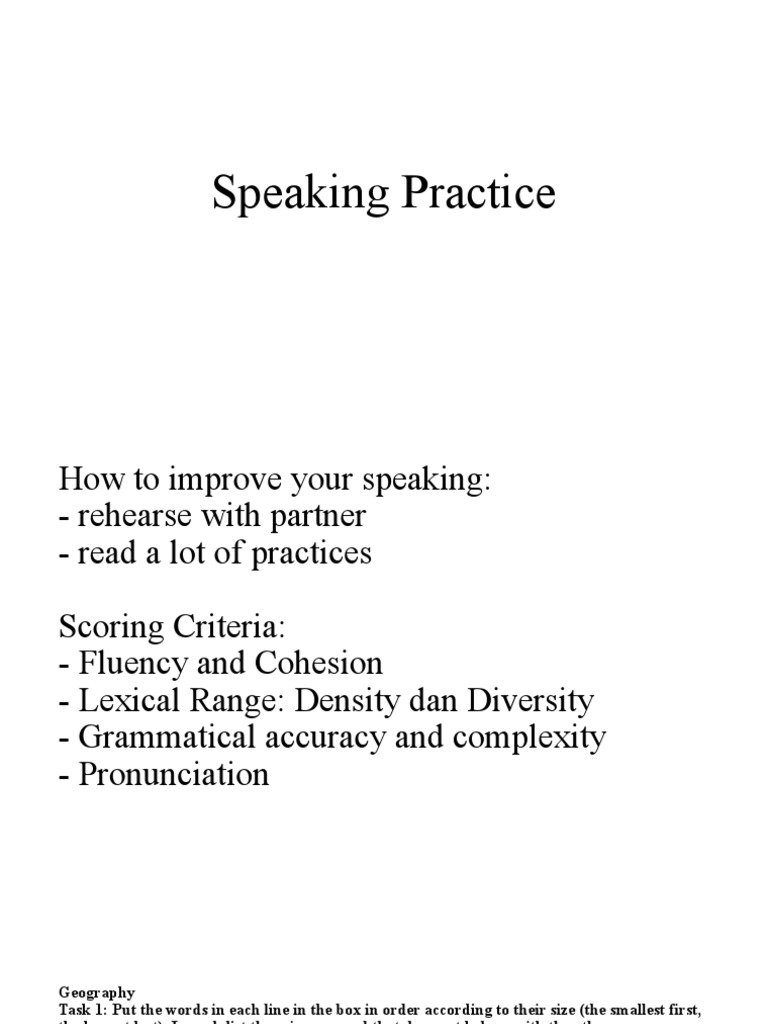Speaking Practice | PDF