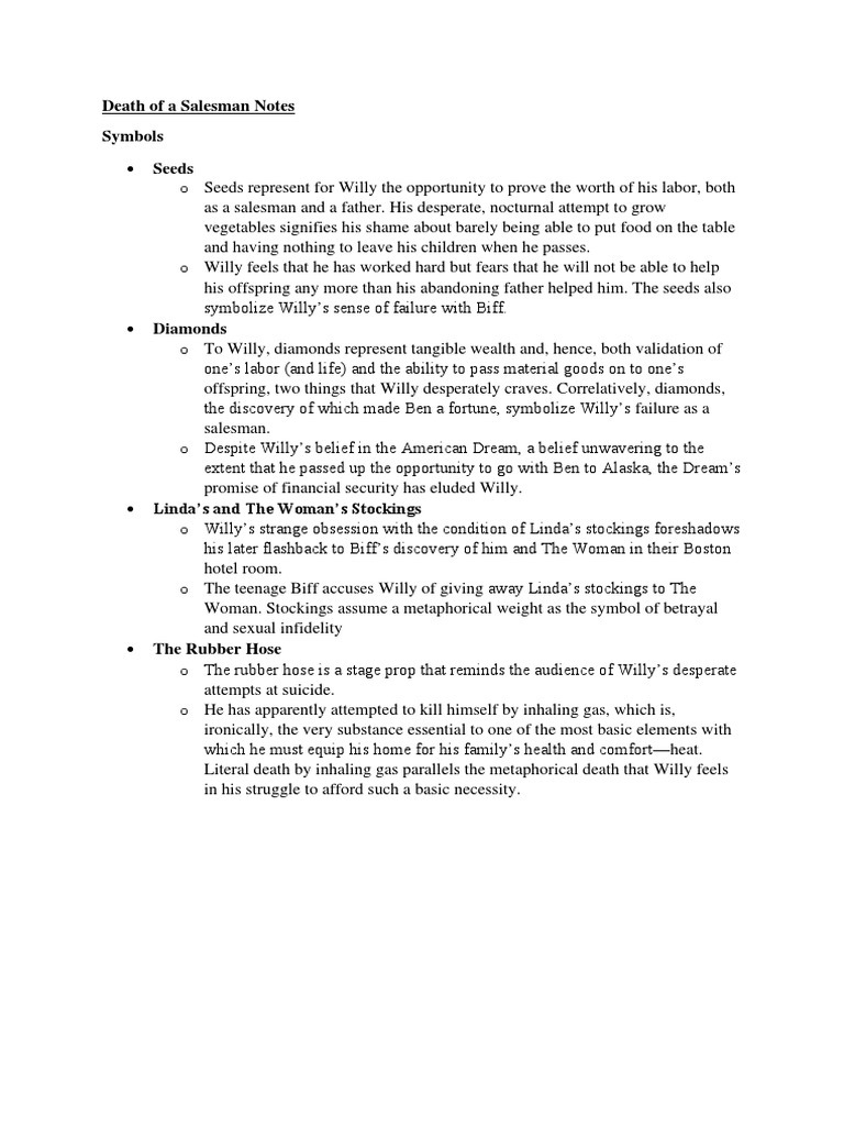 Death of A Salesman Notes Symbols | PDF