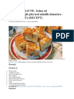 CARSKA PITA (RECEPT) - NEMA JOJ RAVNE-Jedna Od Najpopularnijih Pita Kod Mladih Domaćica