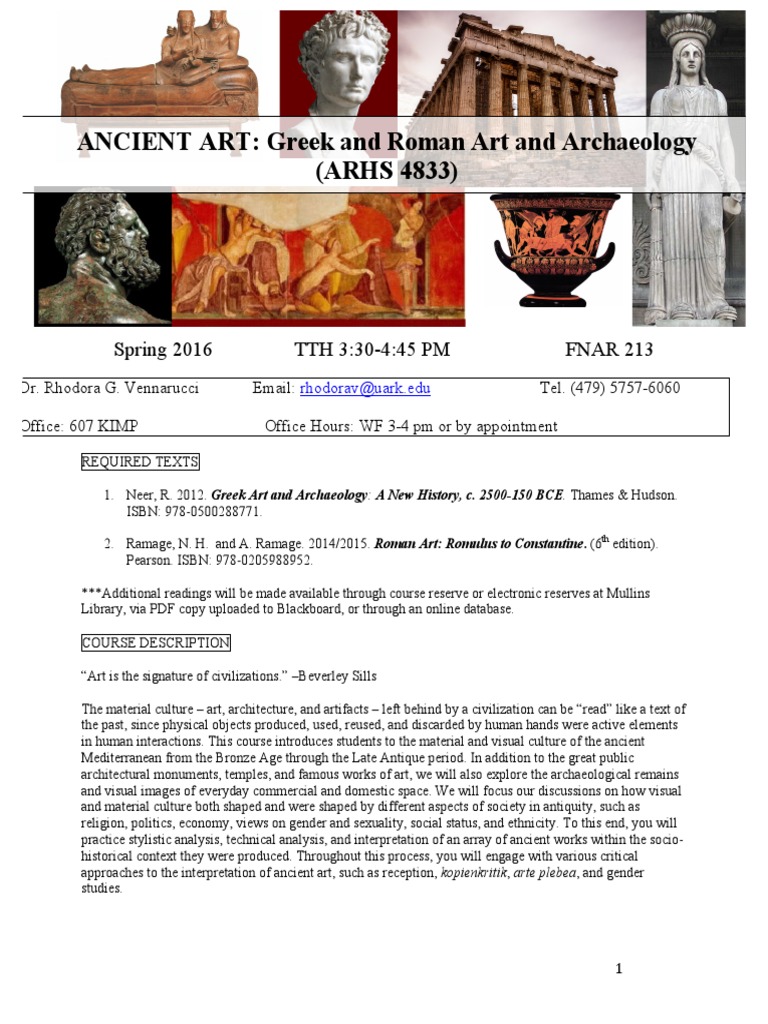 ANCIENT ART: Greek and Roman Art and Archaeology (ARHS 4833) | PDF ...