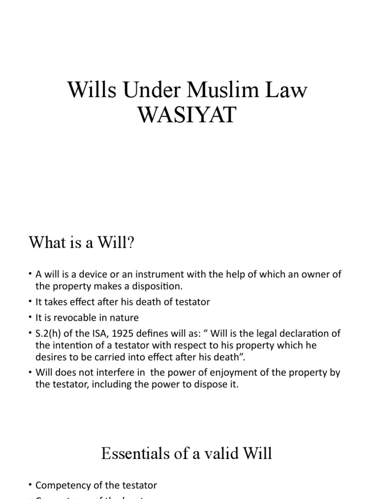 Wills Under Muslim Law Wasiyat | PDF | Will And Testament | Justice