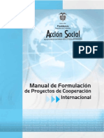 MANUAL DE FORMULACION DE PROYECTOS DE COOPERACIÓN INTERNACIONAL