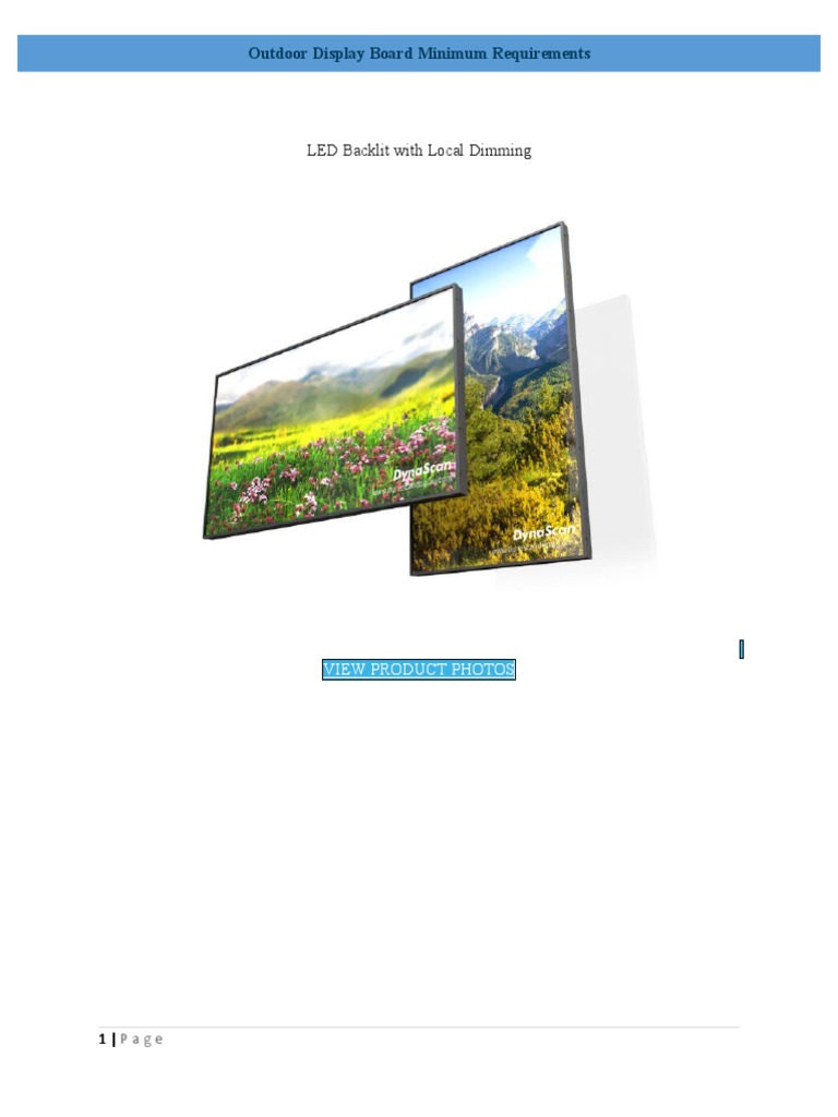 Minimum Outdoor Display Spec | PDF | Backlight | Liquid Crystal Display