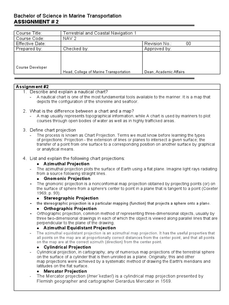 Assignment # 2: Bachelor of Science in Marine Transportation | PDF ...