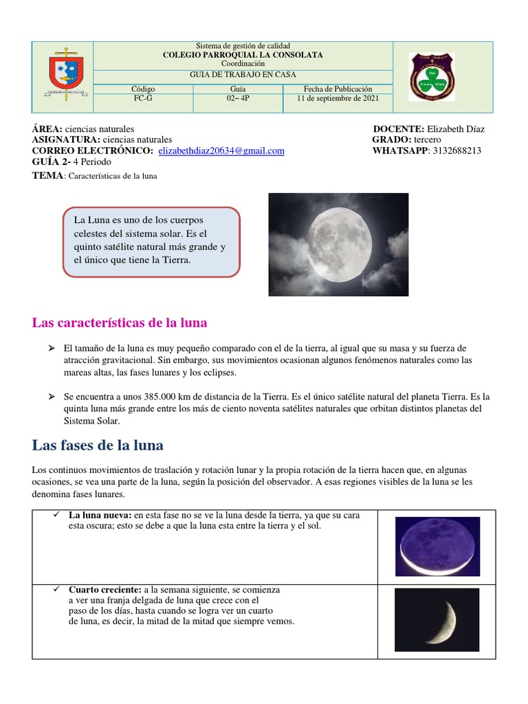 Características y fases de la luna | PDF | Luna | Tierra