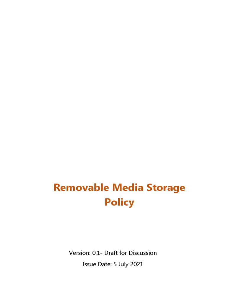 Removable Media Storage Policy | PDF | Computer Data Storage | Usb