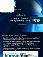 Human Factors in Engineering Design: GE105 Introduction To Engineering Design College of Engineering King Saud University