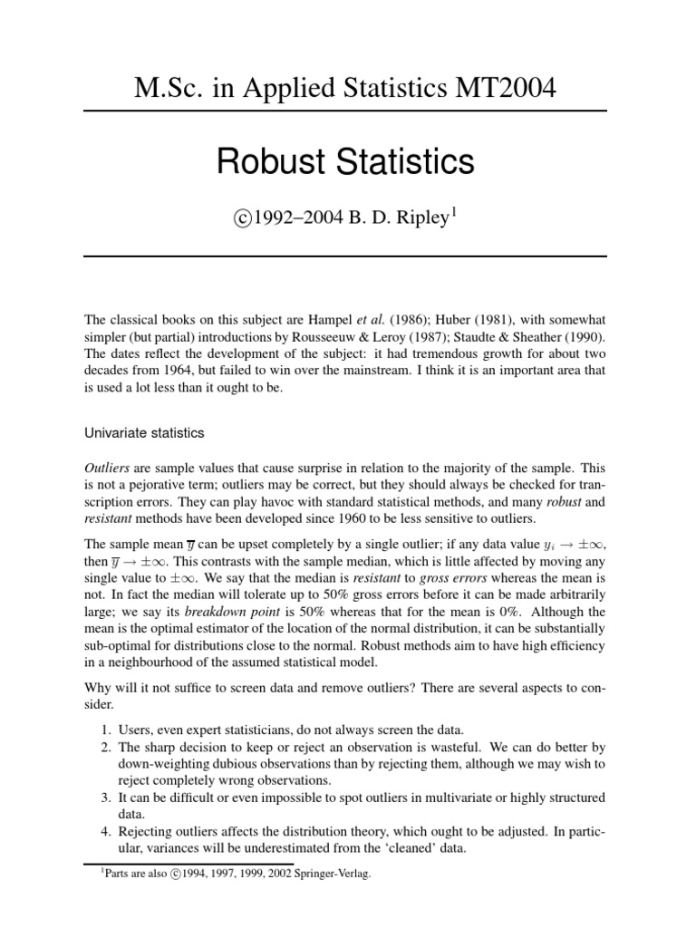 Robust Statistics in Applied Analysis | PDF | Robust Statistics ...