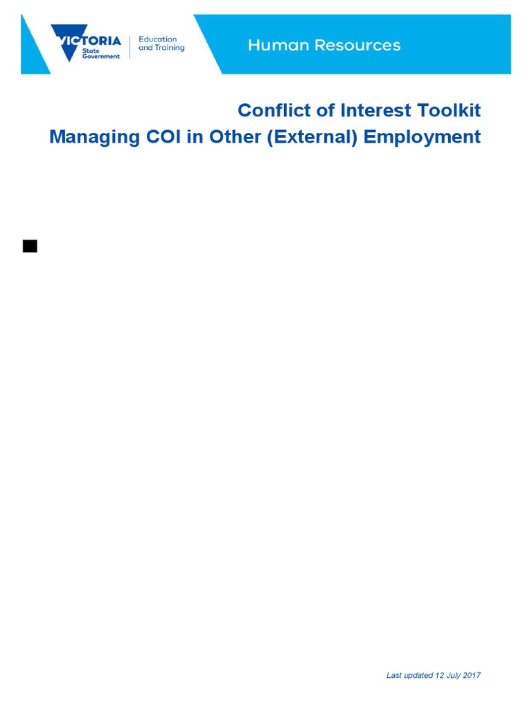 COI Toolkit: Managing External Employment | PDF | Employment | Conflict ...