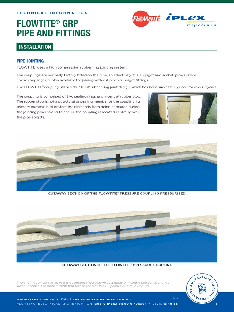 Flowtite GRP Pipe and Fittings: Installation | PDF | Pipe (Fluid ...