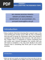 Lesson 2 Formulating and Clarifying The Research Topic