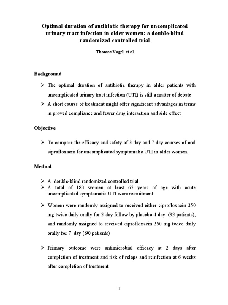 Optimal Duration of Antibiotic Therapy For Urinary Tract