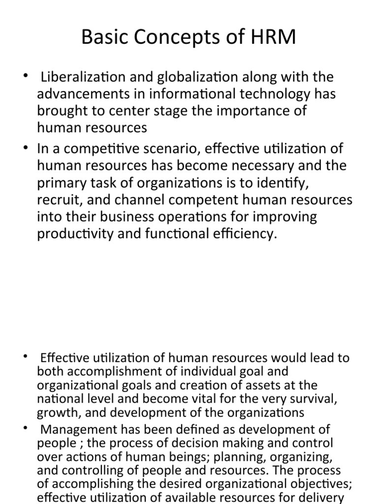 Key Concepts of Human Resource Management | PDF | Human Resource ...