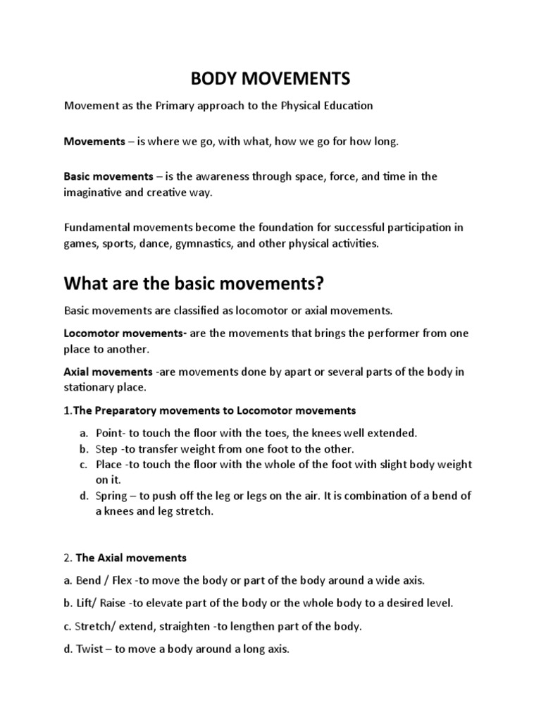 Fundamentals of Basic Movements A Comprehensive Guide to and Axial Movements in