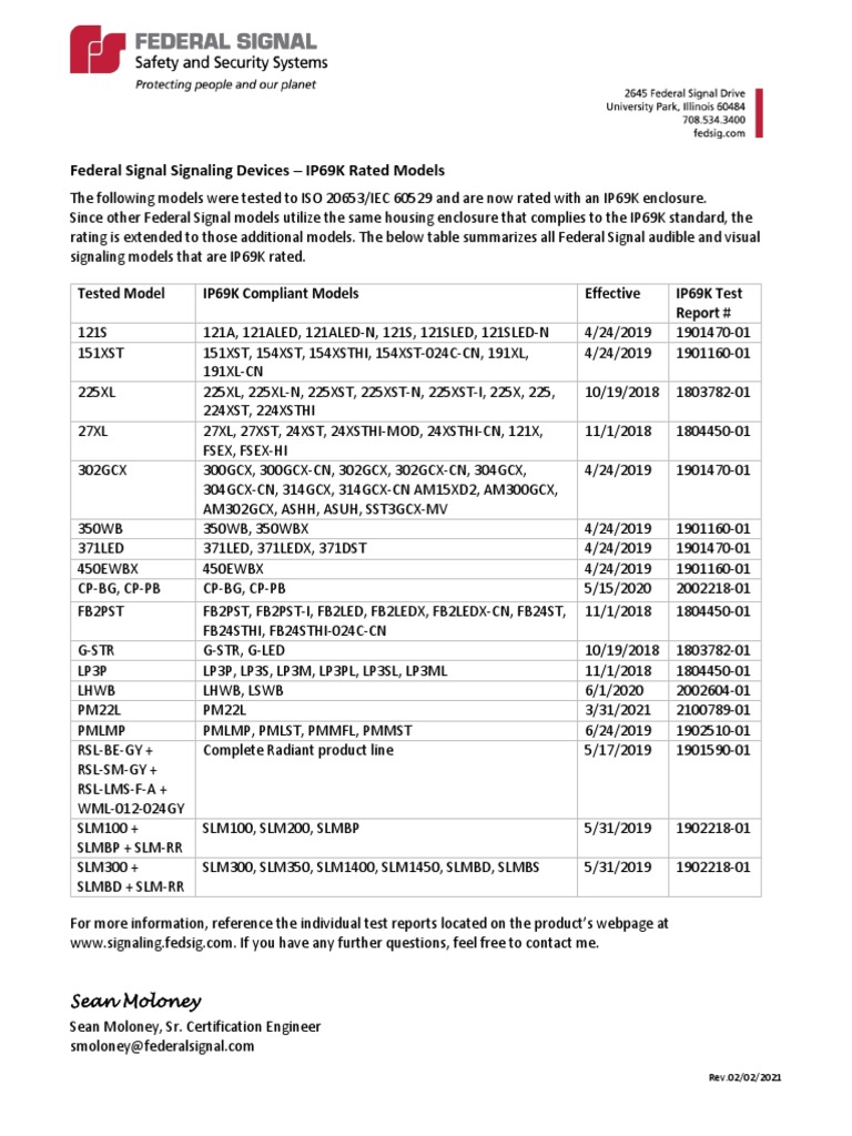 IP69K Rated Signaling Devices List | PDF | Electrical Engineering ...