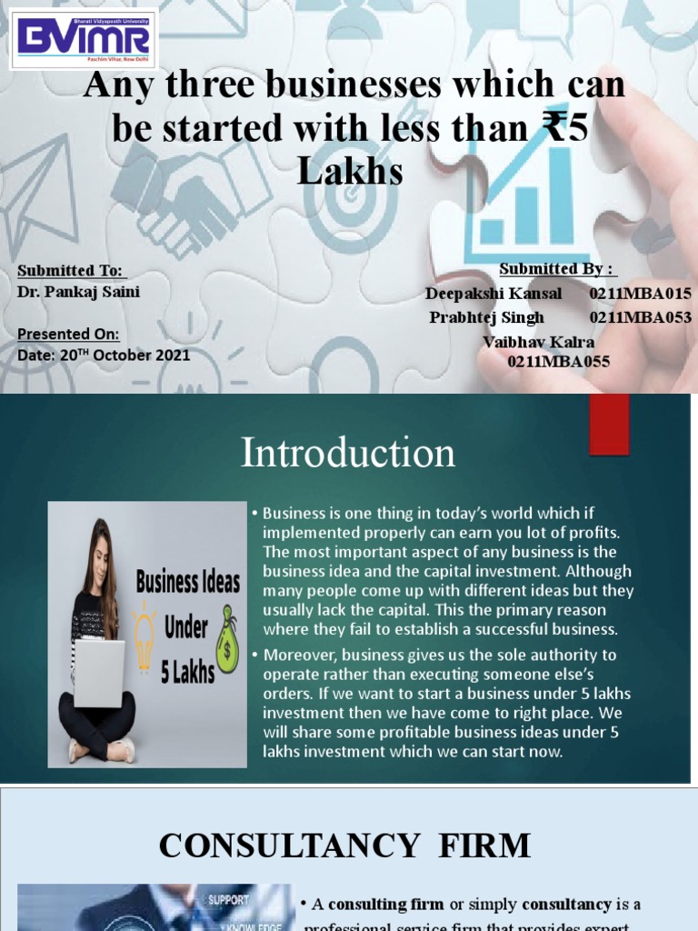Any Three Businesses Which Can Be Started With Less Than 5 Lakhs PDF
