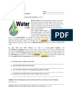 U1 Worksheet, Water and Living Things.