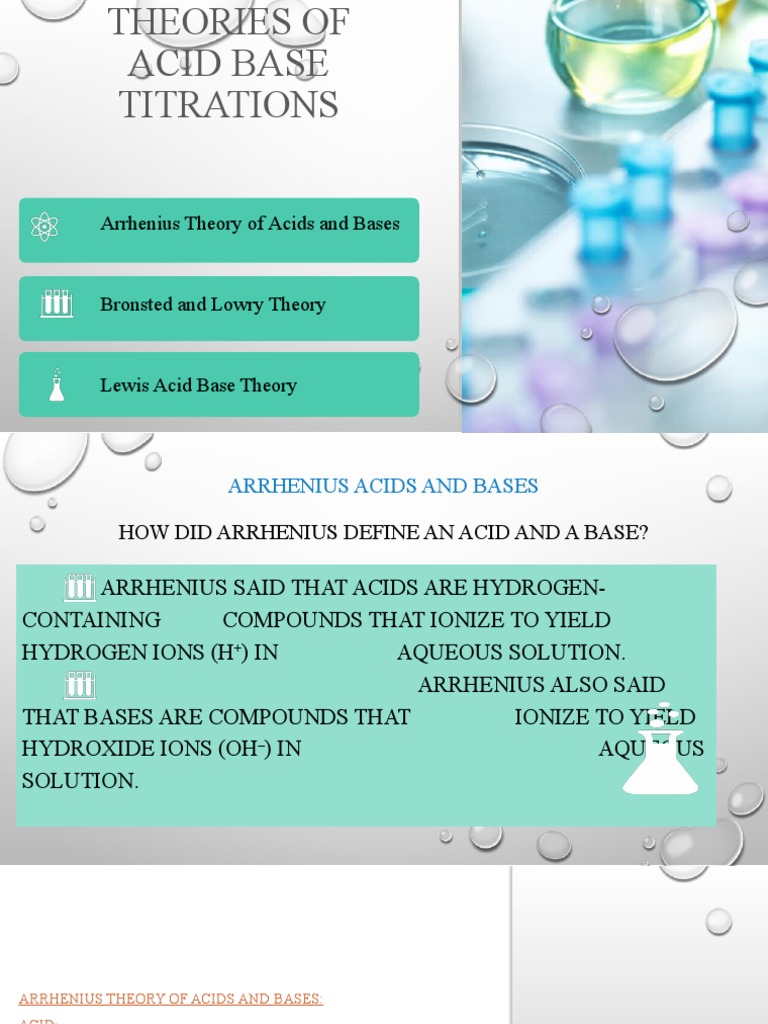 Theories of Acid Base Titrations PDF Acid Chemistry