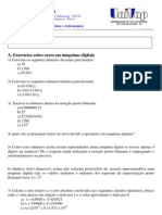 Cálculo Numérico - 1a Lista de Exercícios