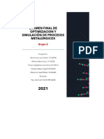 2do. Examen Optimización Procesos Metalurgicos 2022 Acabado Piscoo