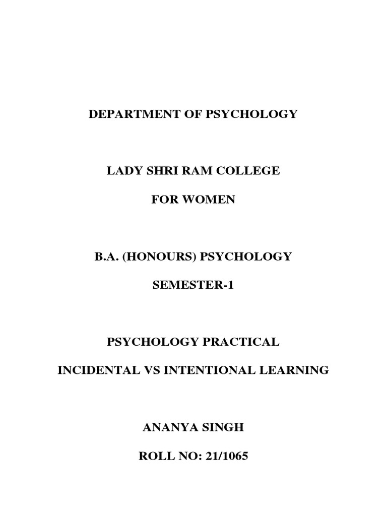 Ananya Singh 1065 - Incidental Vs Intentional Learning | PDF