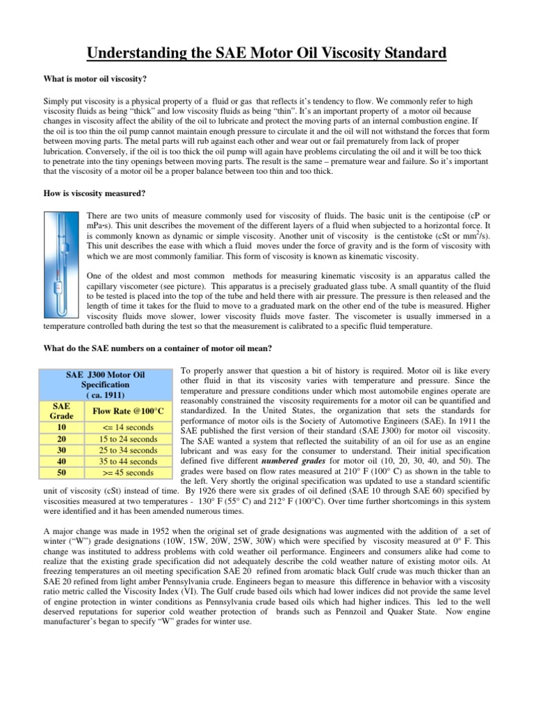 Understanding Motor Oil Viscosity | PDF | Home & Garden | Technology ...