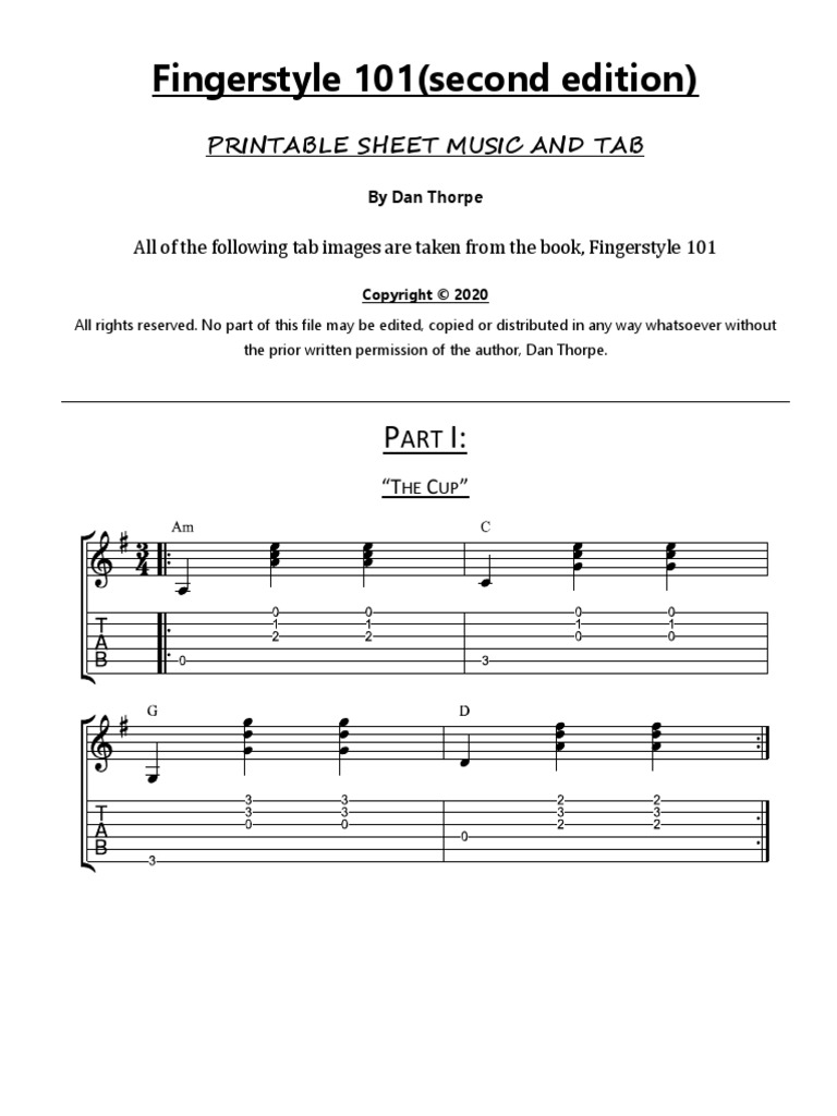 Fingerstyle 101 Second Edition Printable Sheet Music and Tab