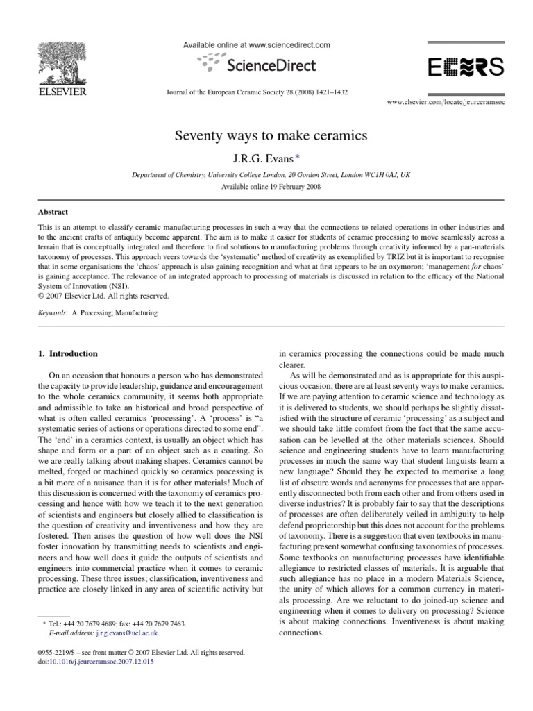 12 Seventy Ways To Make Ceramics JECS V28 N07 2008 1421 1432 PDF