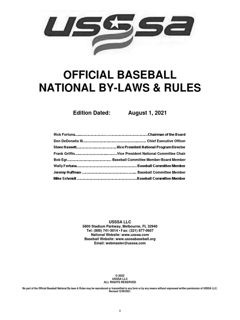 Usssa BB Rules 2021 PDF Baseball Field Pitcher