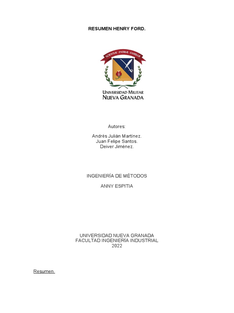 Resumen Henry Ford PDF Ingenier a - 1707458683