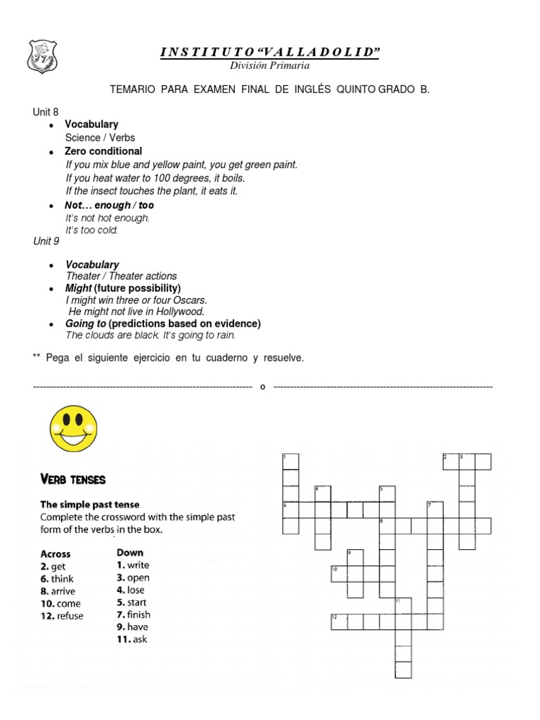 Temario Final Ingles 5 B Primaria Nature